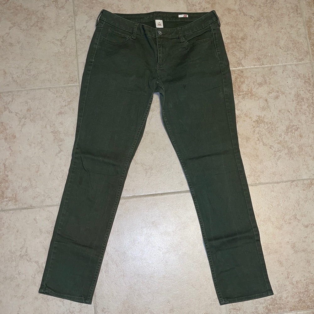 Green skinny jeans